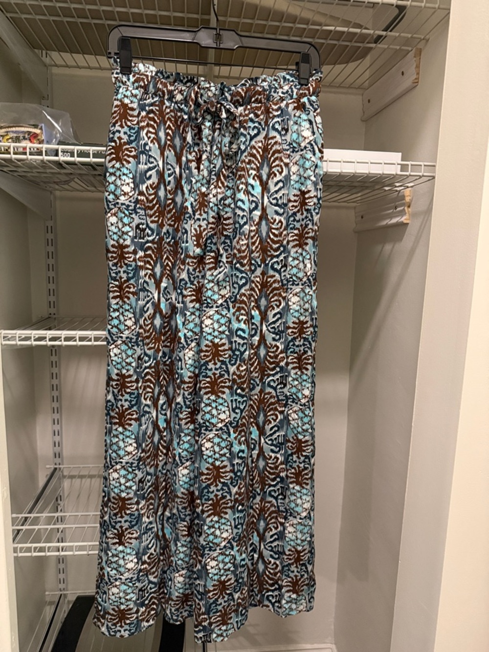 blue island Aqua, Brown and Navy Printed Swim Coverup Skirt